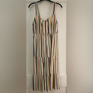 Multicolored tiered midi dress